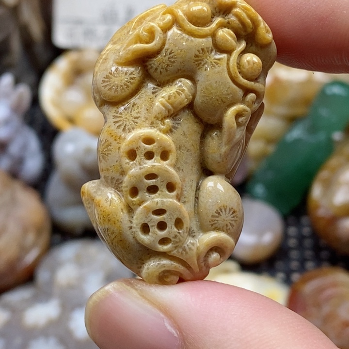 硅化珊瑚（珊瑚玉）颈饰未镶嵌特价