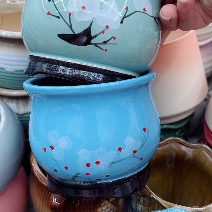 多肉绿植陶瓷花盆9.9包邮，有孔