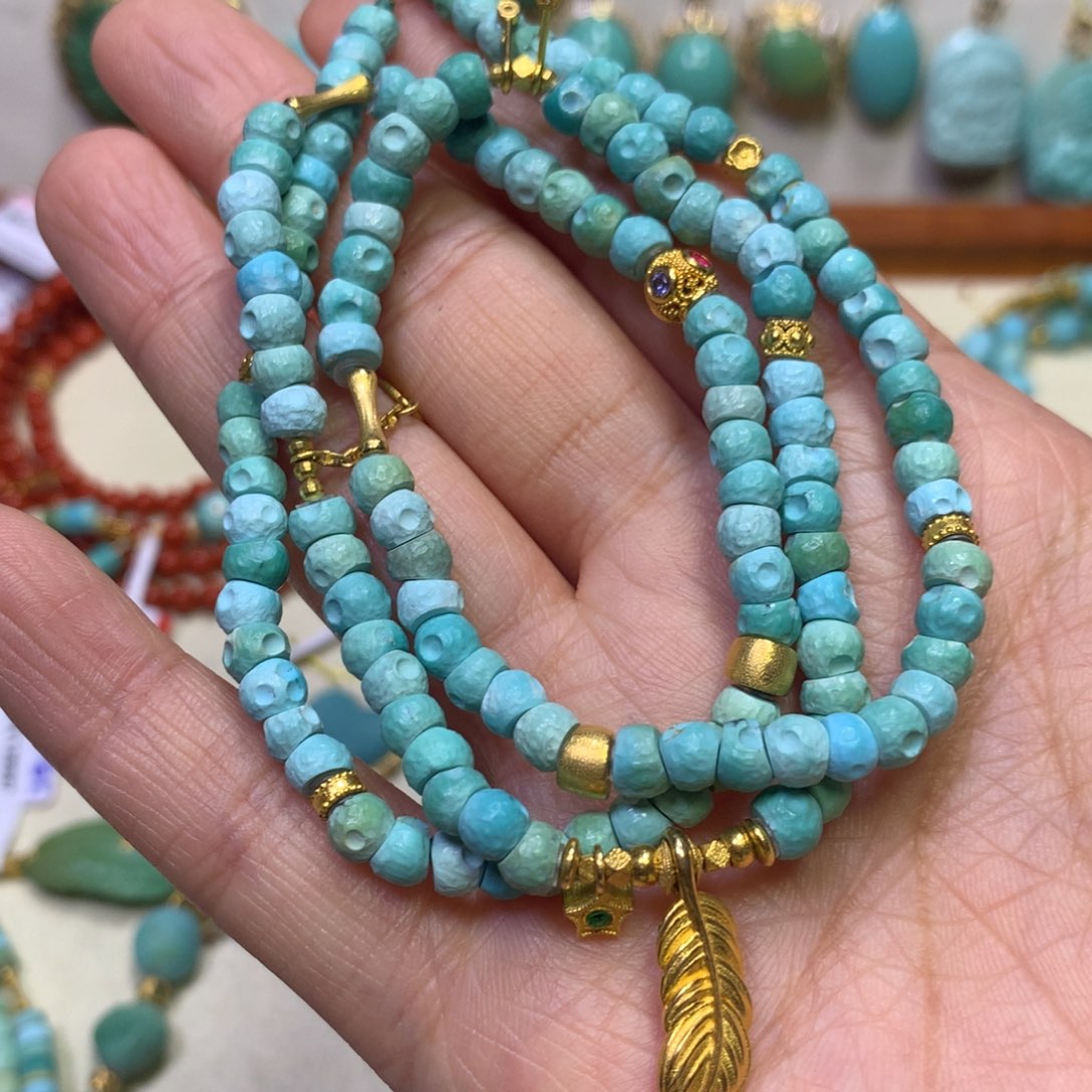绿松石项链18K金镶嵌