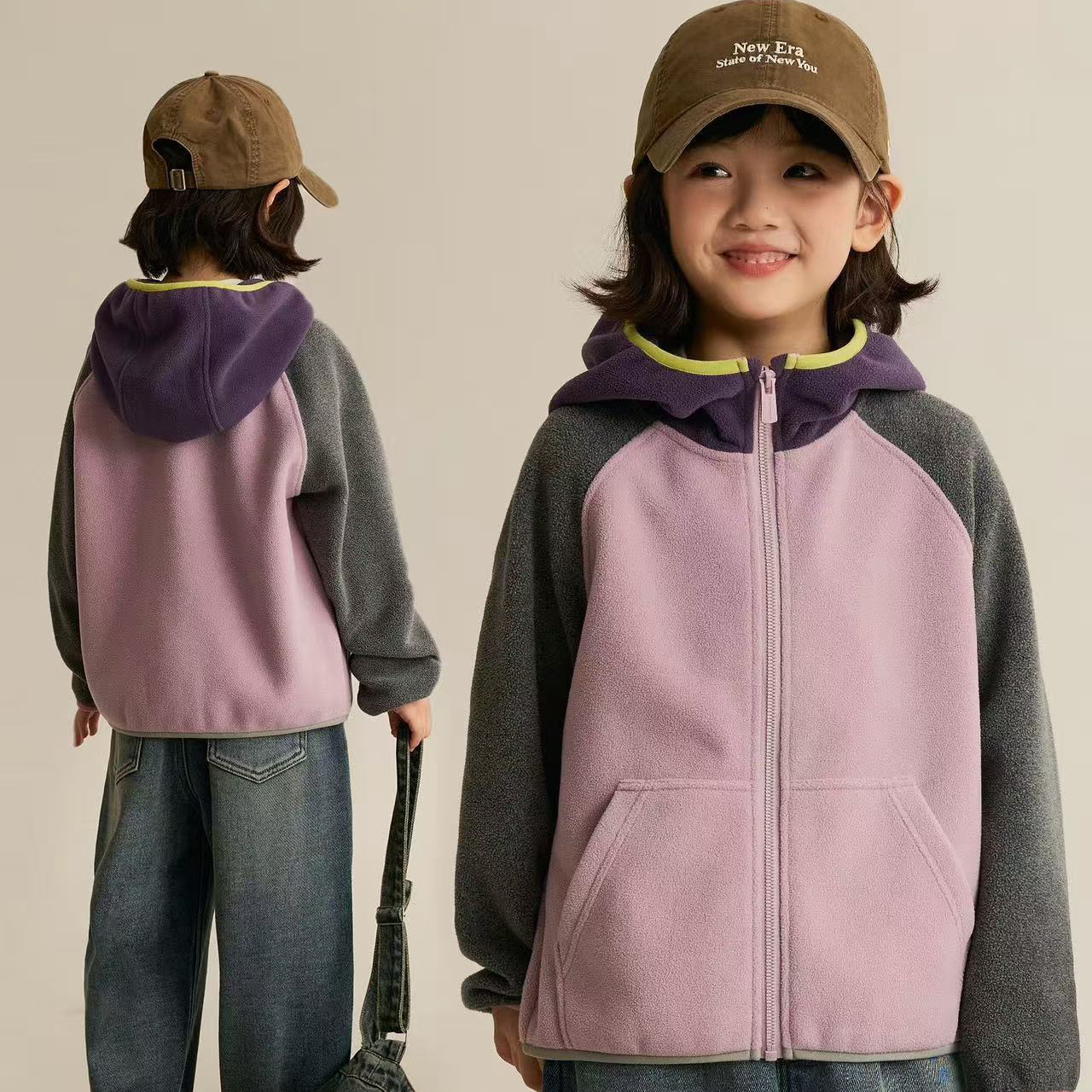 MBZ*专柜顶配中大童外贸单*冬款年款山系拼色双面摇粒绒外套