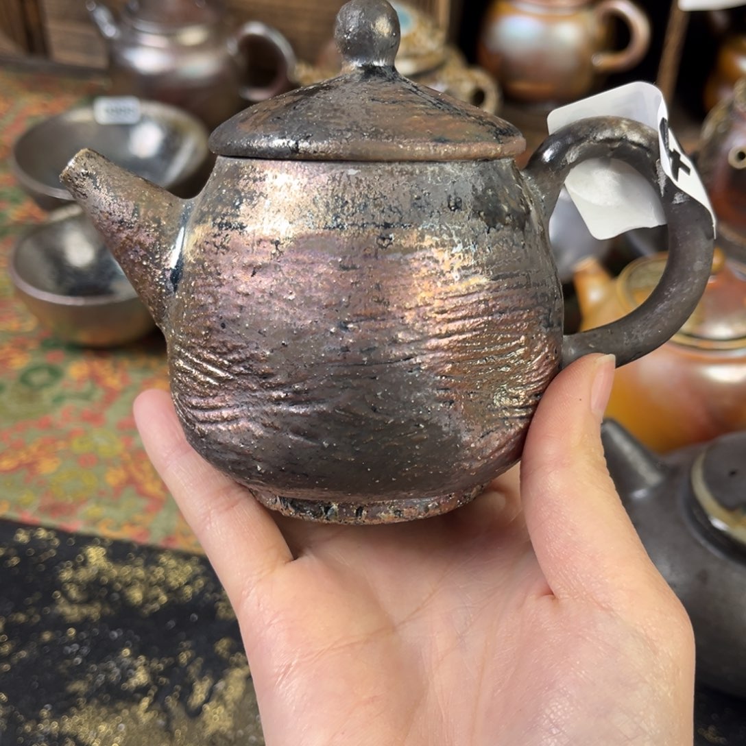 摆件柴烧茶器粗陶壶