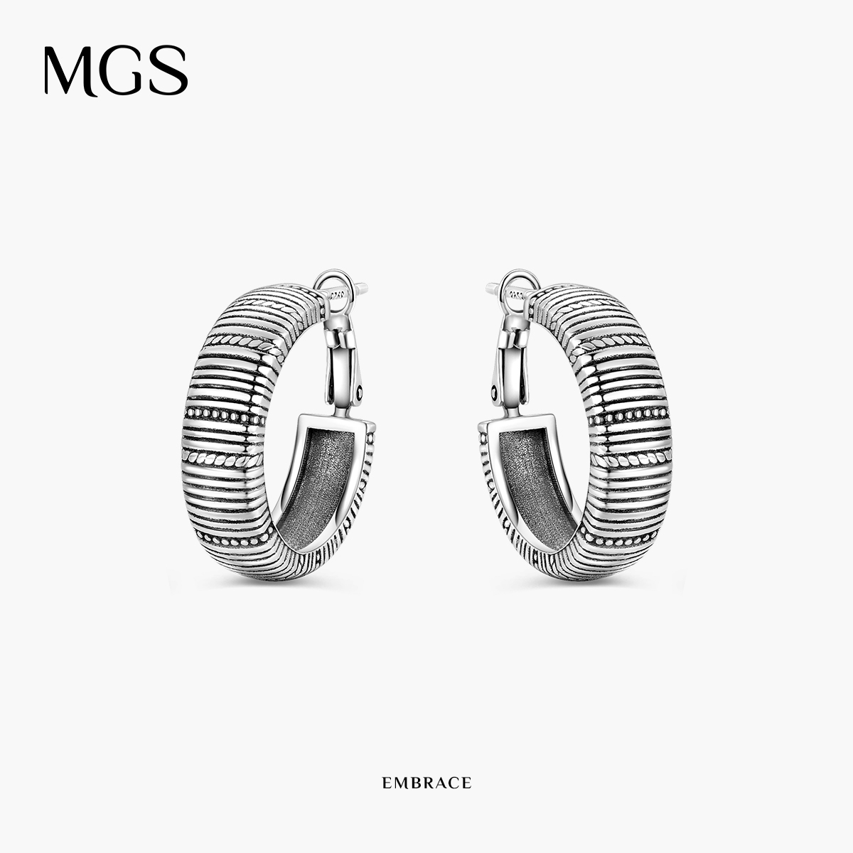 925银耳饰 MGS曼古银S925银拥抱系列耳环（小） M0323246000