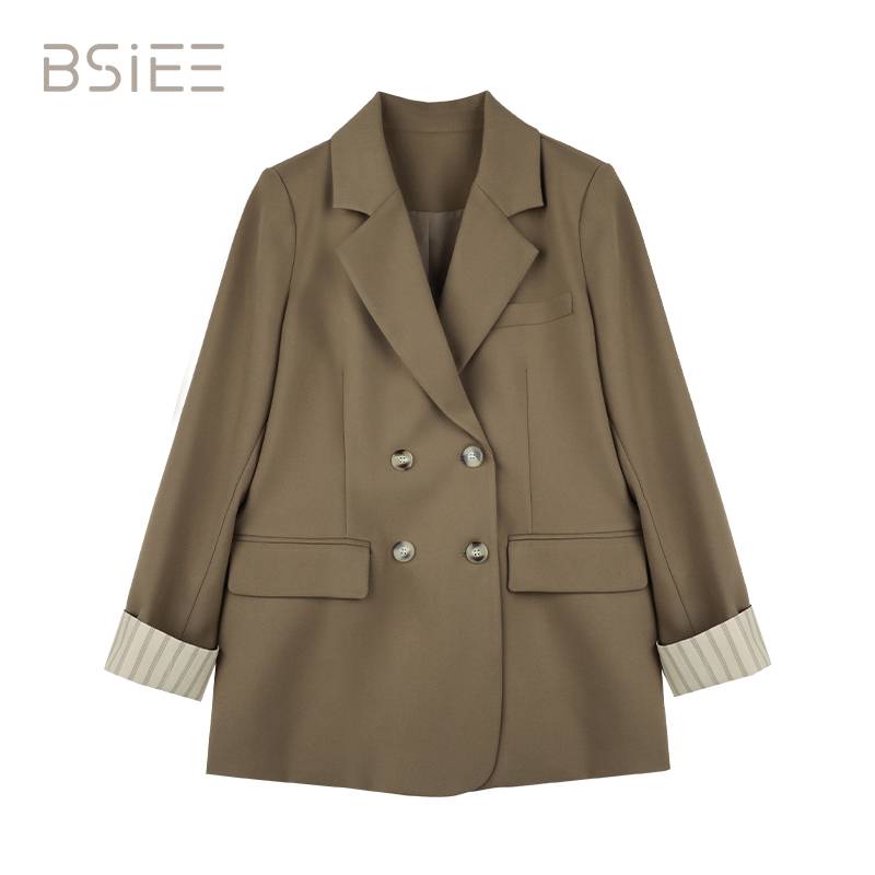 BSIEE/本涩后袋口设计感翻边袖西装时尚休闲百搭西服