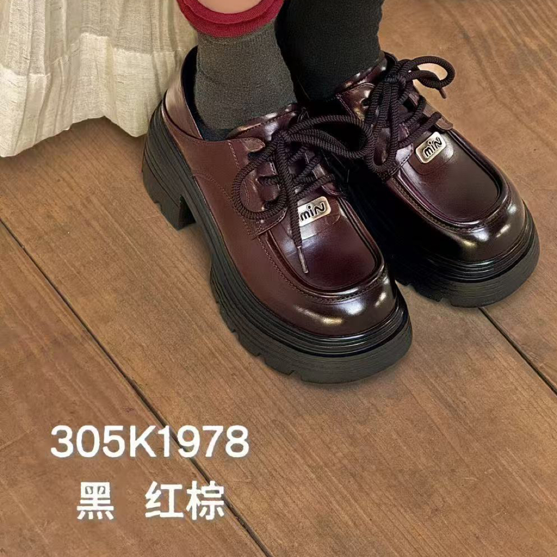 复古粗跟圆头学院风单鞋深口乐福鞋高跟低跟春季