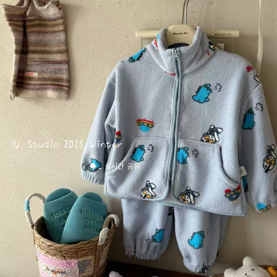 Y05晚柚男女童冬季保暖家居服