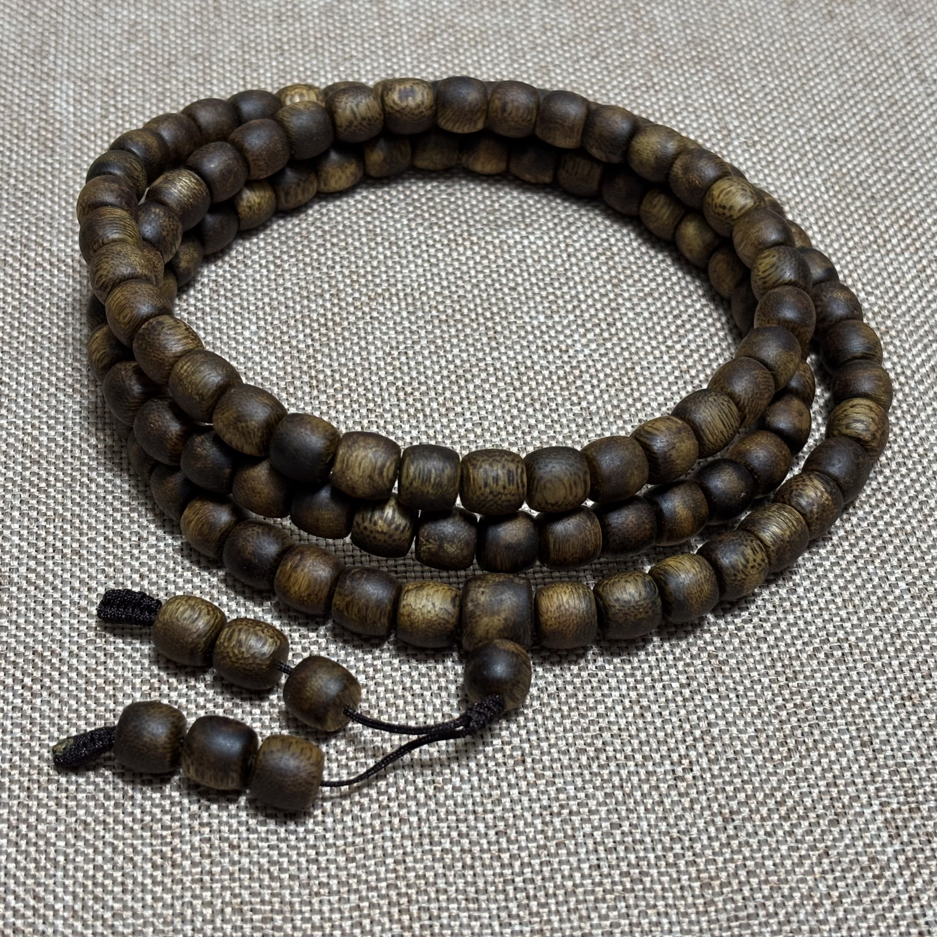 沉香0.8cm海南奇楠沉香鼓珠多圈手串27g+