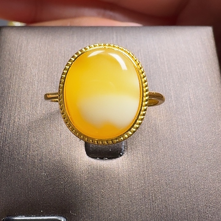 ****寶蜜蜡银S925镶嵌戒指戒指