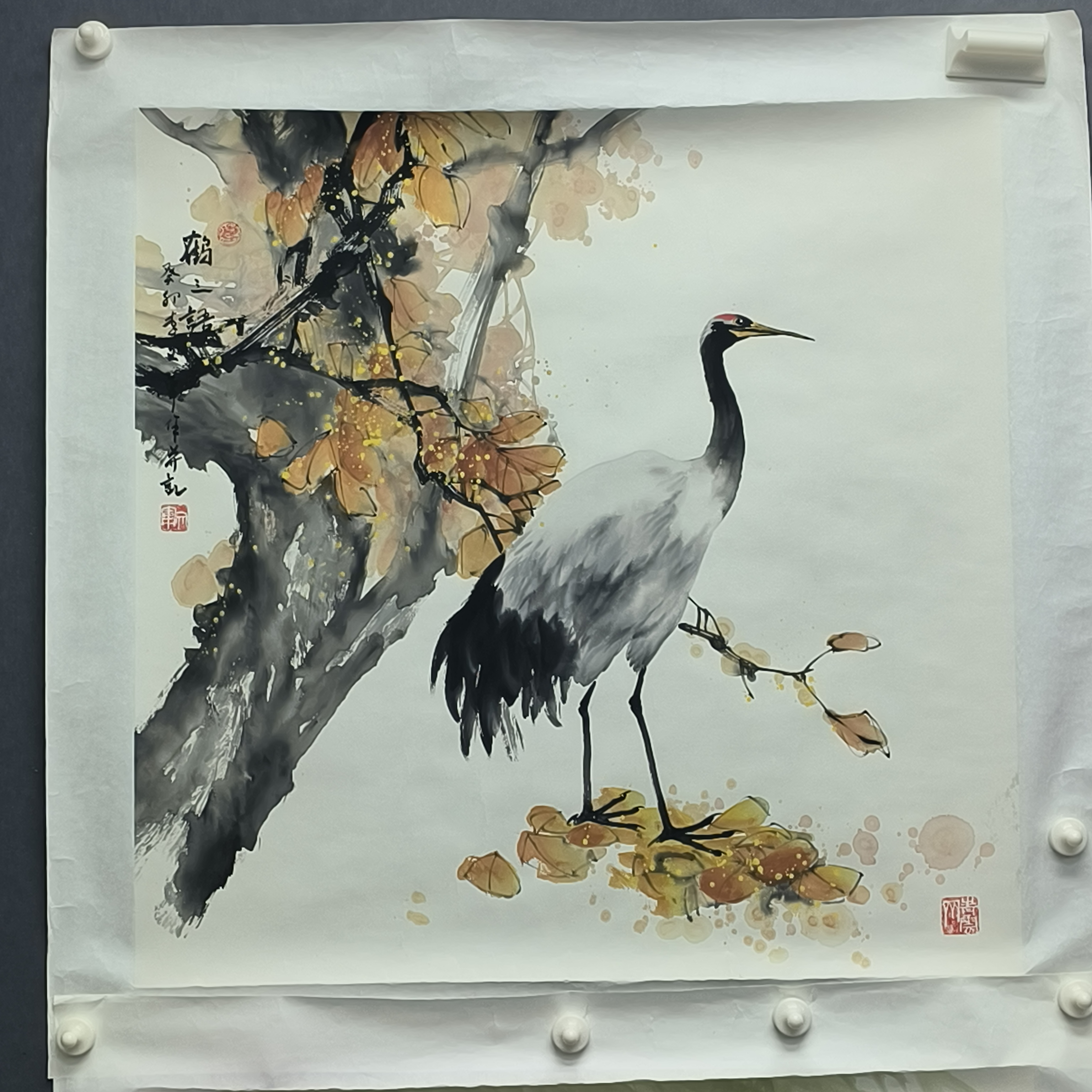 李文军-四尺斗方仙鹤 -国画- 