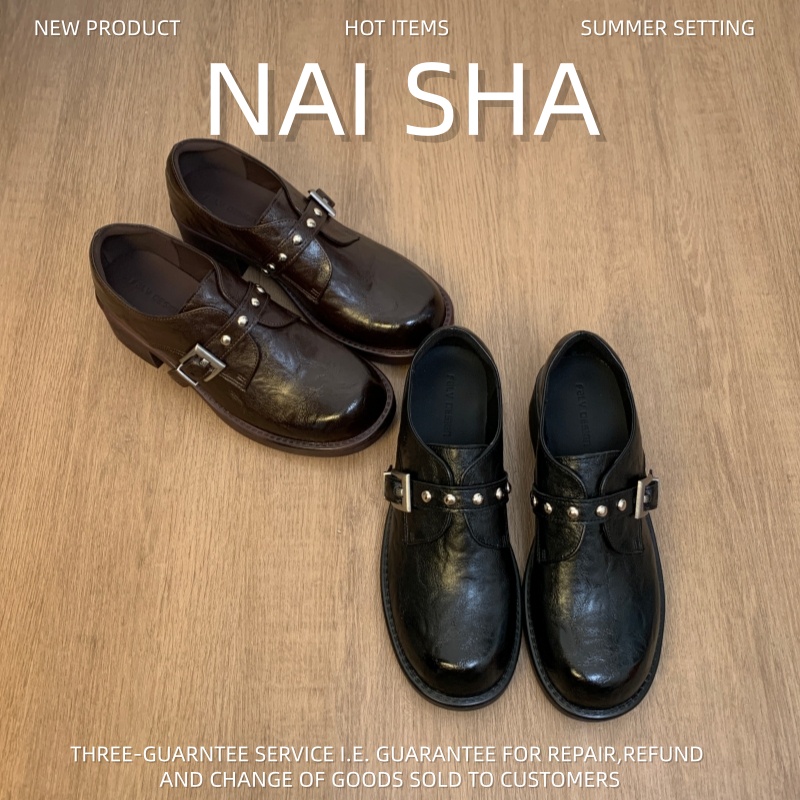 超软皮百搭英伦风乐福鞋女粗跟防滑软底时尚洋气小皮鞋通勤春秋季