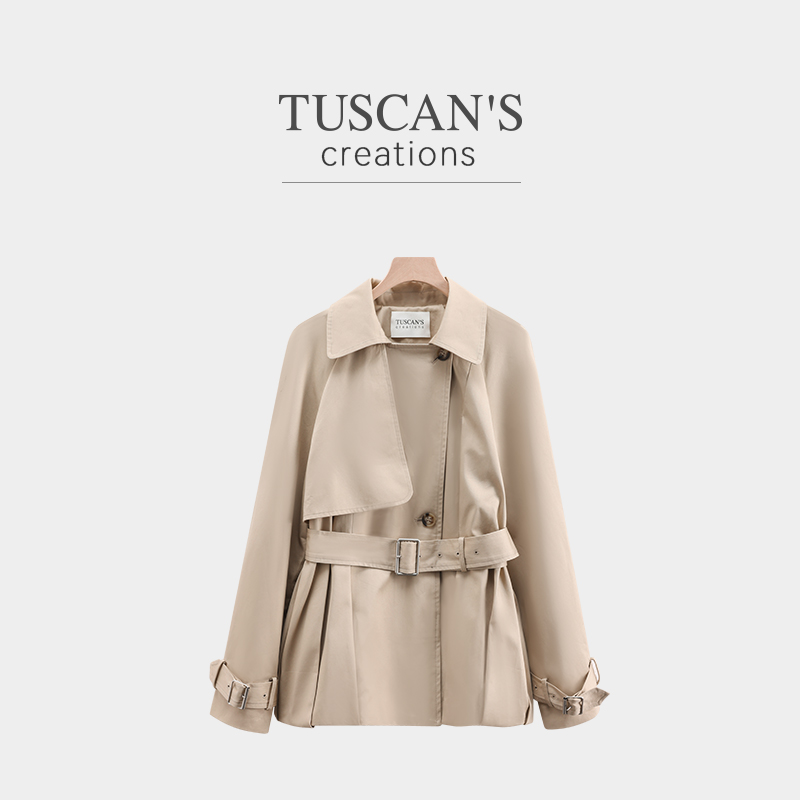 TUSCAN'S CREATIONS秋冬季短款千金风外套简约百搭时尚风衣女装