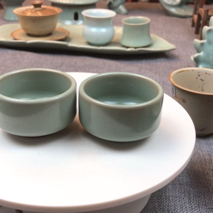 瓷片仿古扳指杯一对