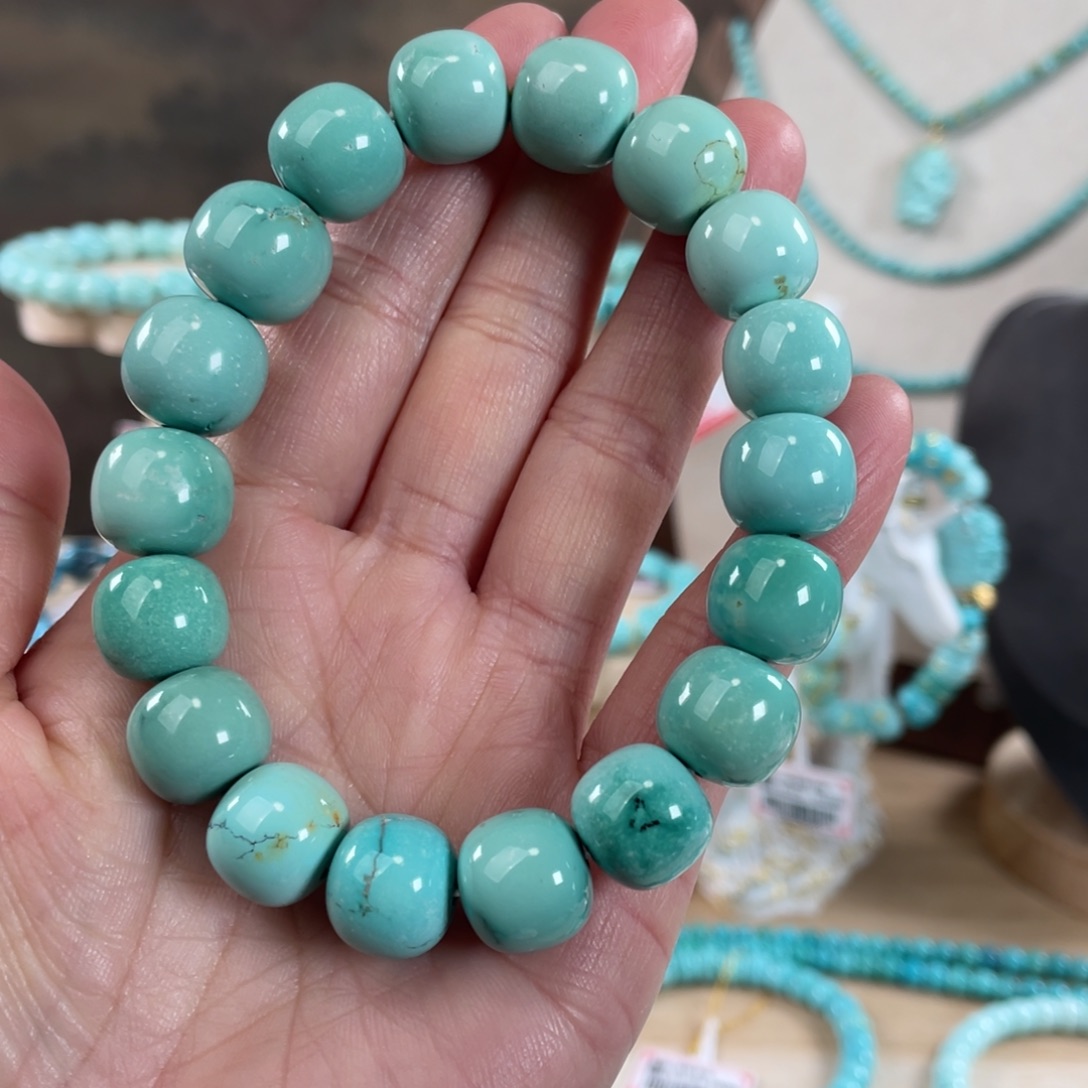 绿松石未镶嵌套链12+精品老型手串