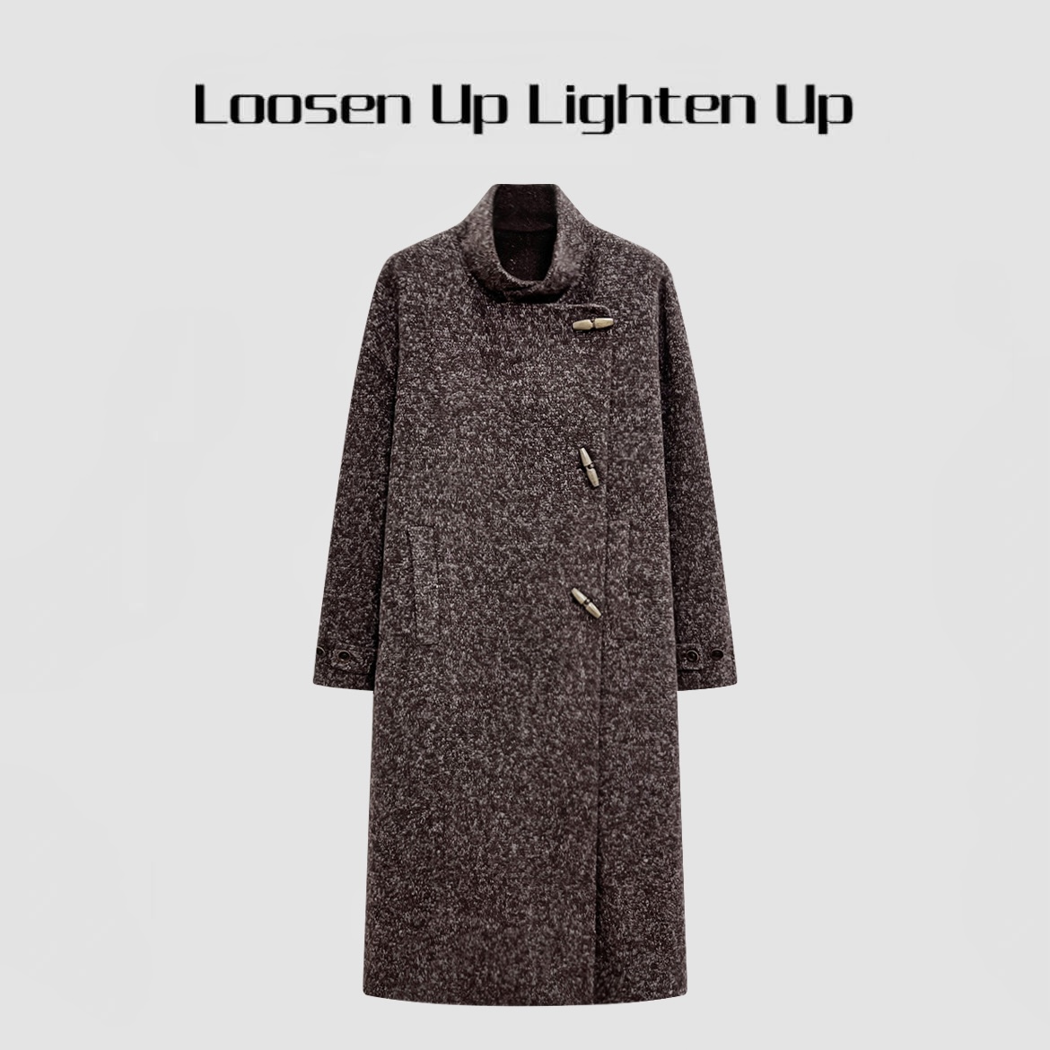 Loosen Up【森林壁炉】意大利进口花纱呢羊驼羊毛混纺廓形斜襟大衣