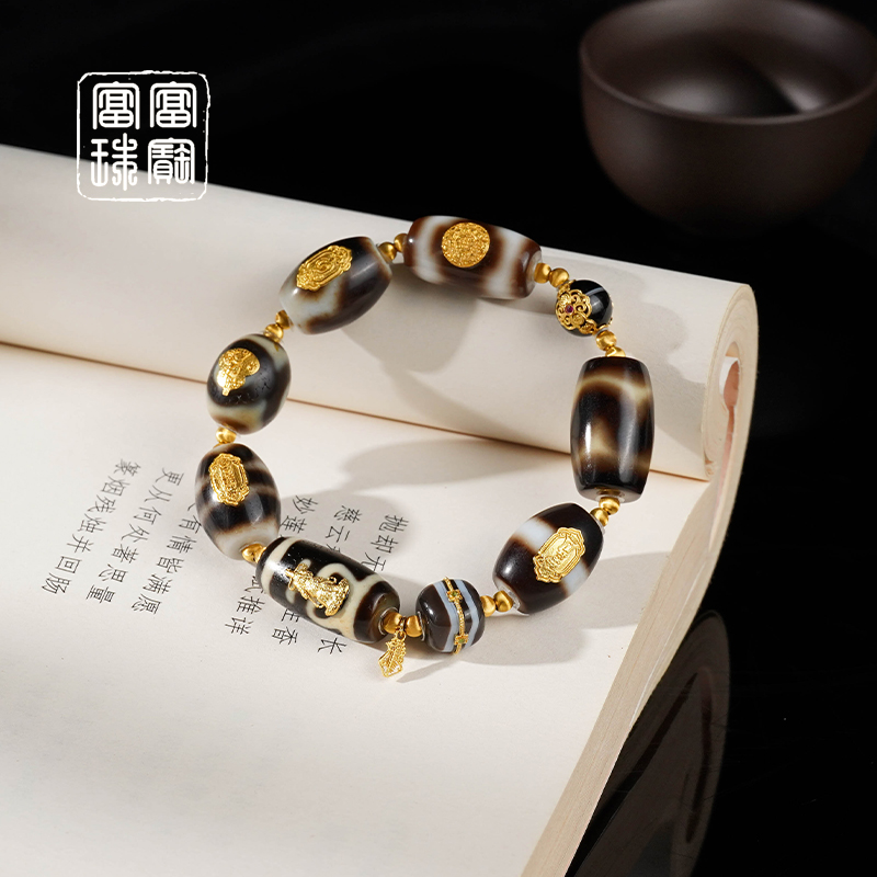 【璟好】富富珠宝 玛瑙18k金时尚手串（天然珠宝多样性发）