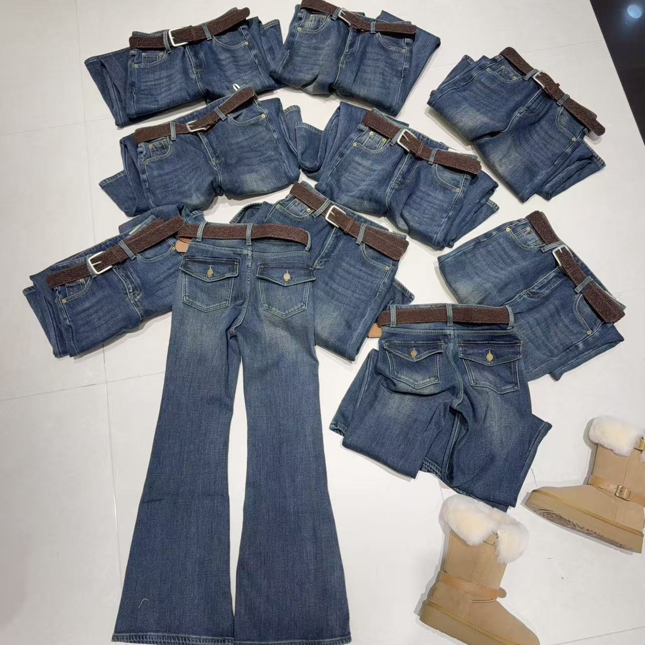 Wellsoong【L露L思加绒喇叭】牛仔裤