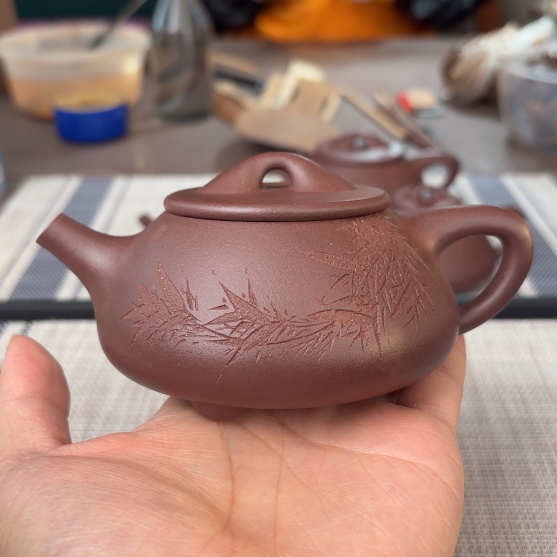 紫砂茶壶半手工老紫泥景舟石瓢220cc