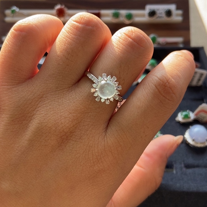 翡翠戒指银S925镶嵌戒指