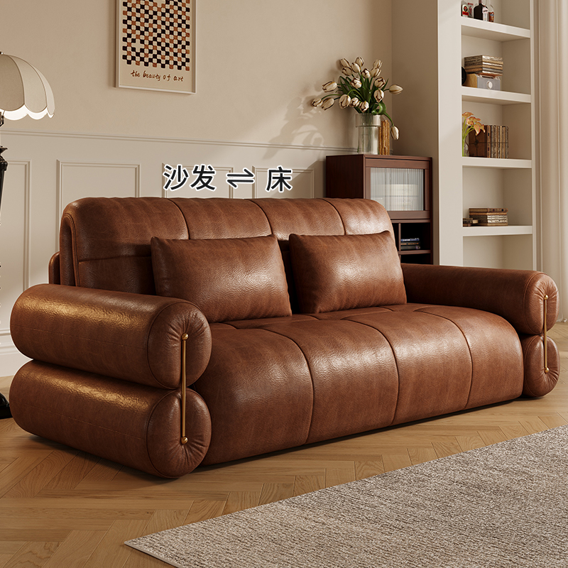 复古电动折叠智能多功能沙发床两用单双人小户型客厅2025新款