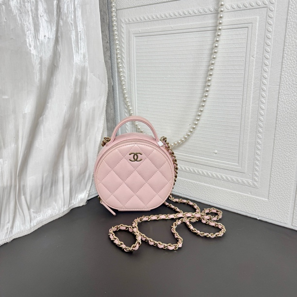 95新 Chanel/香奈儿 95新 樱花粉手柄小圆饼