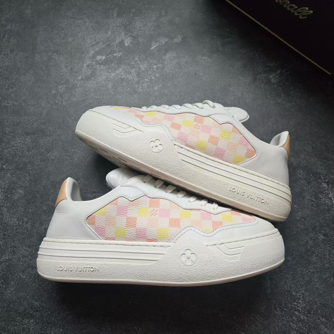 99新 LouisVuitton/路易威登 38.5码 GROOVY 米白斑斓厚底鞋