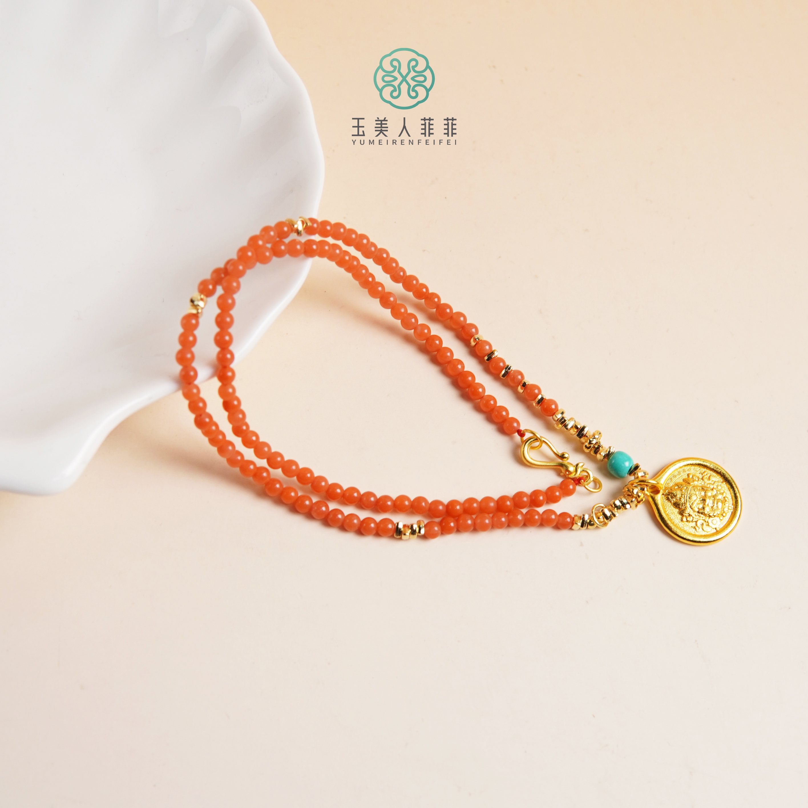 菲菲珠宝好@南红圆珠项链约3mm