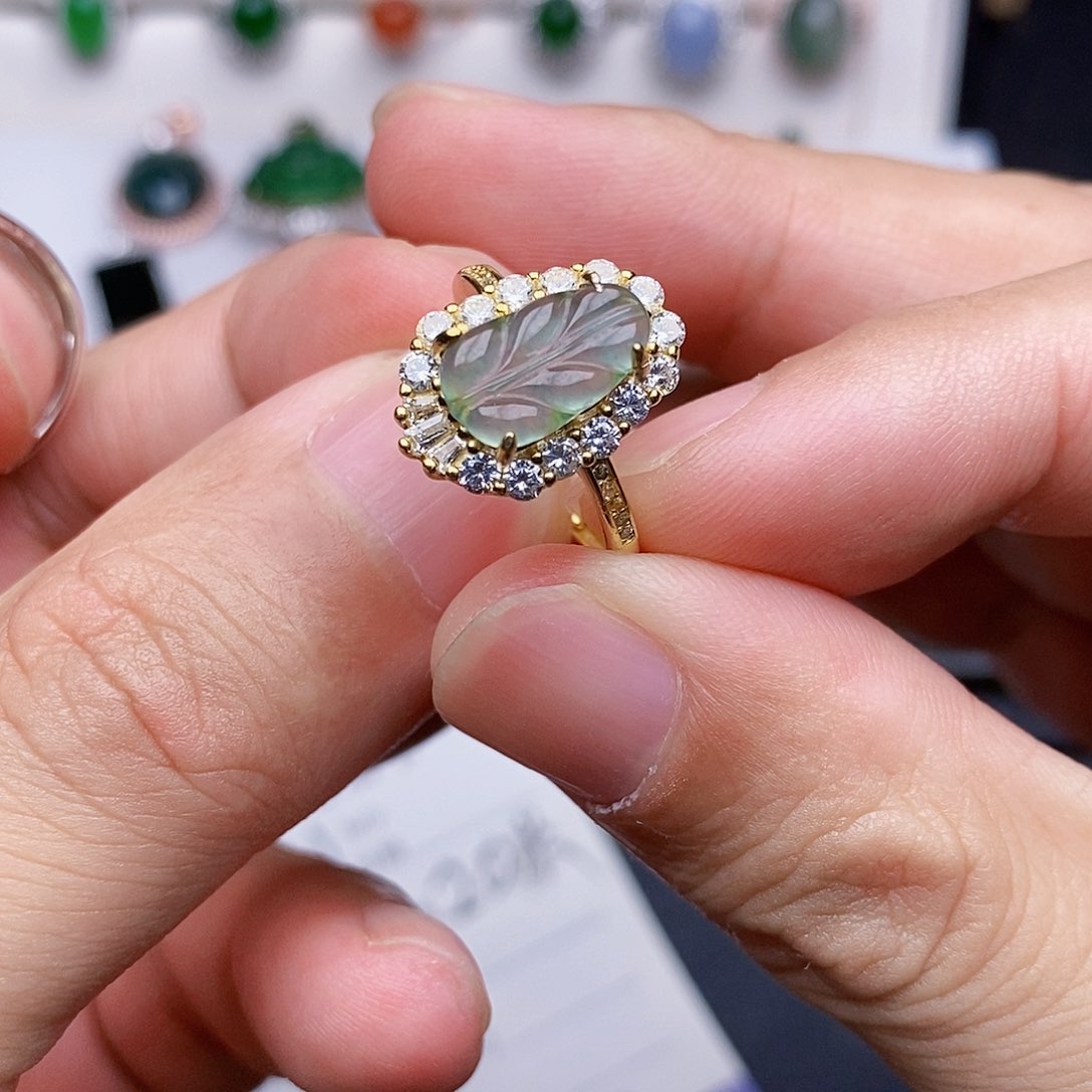 翡翠戒指银S925镶嵌戒指