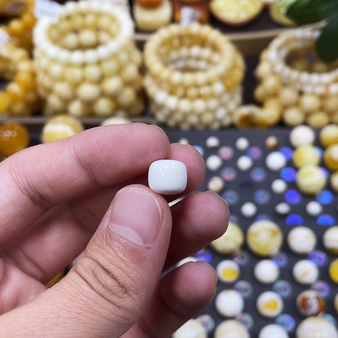 未镶嵌蜜蜡珠宝奇石10.0mm*8.8mm漆瓷白蜡｜老型