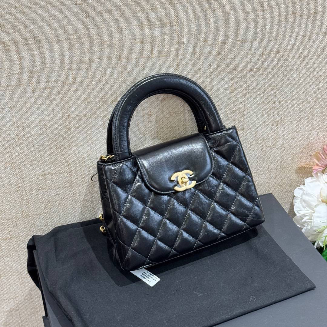 全新未使用 Chanel/香奈儿 黑金kelly大号手提斜挎包 24年