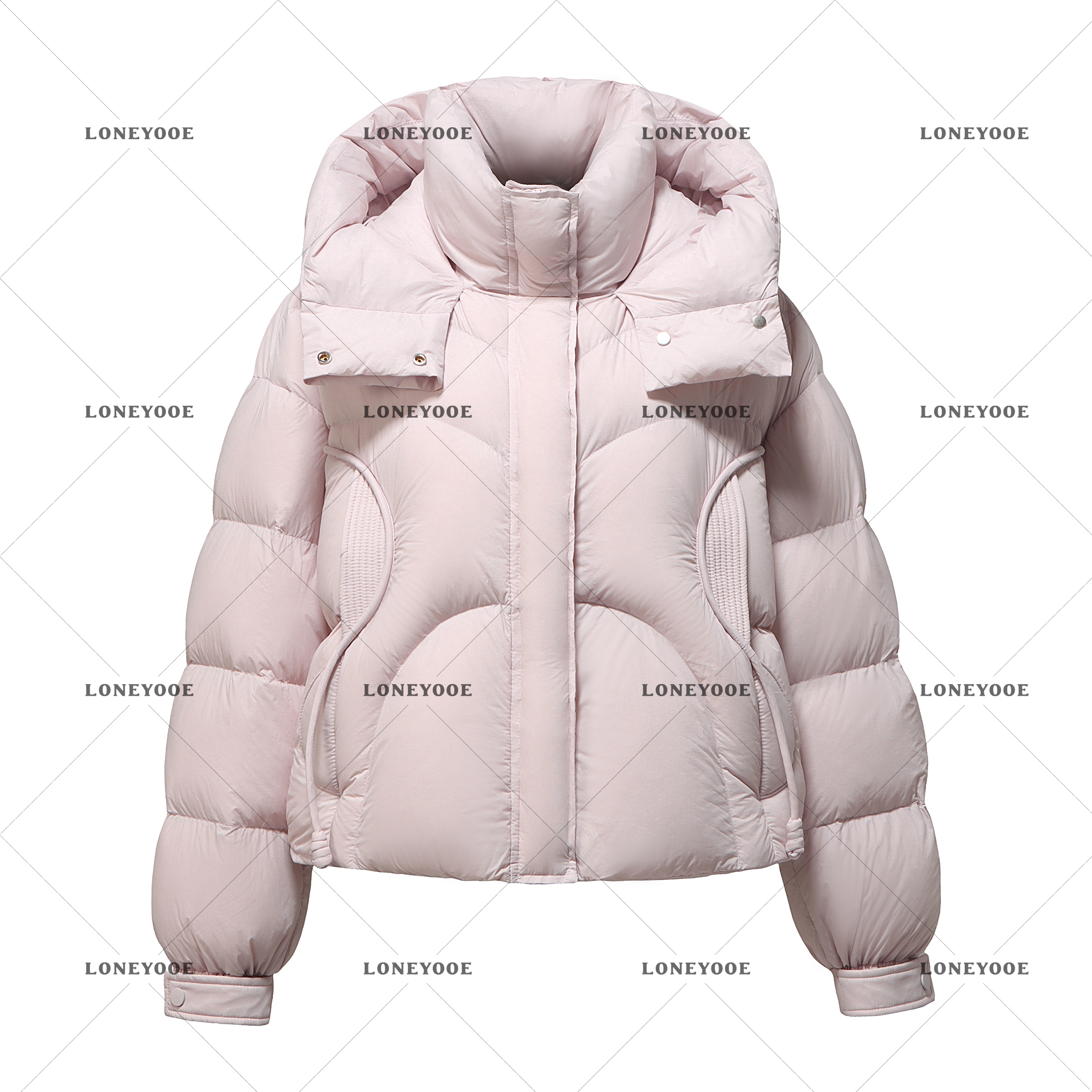LONEYOOE小富婆泡芙款90绒子白鸭绒秋冬甜美多巴胺时尚流光羽绒服