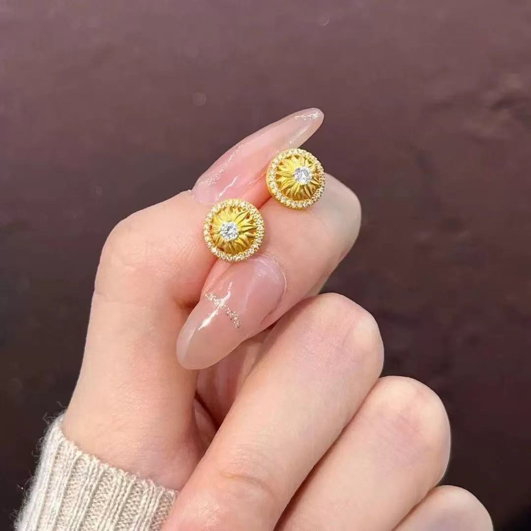 足金999太阳花莫桑耳饰
