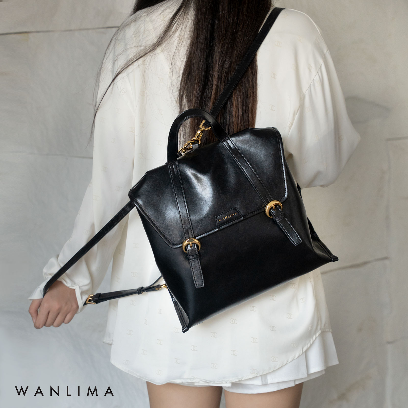 万里马2025年新款复古时尚油蜡双肩包质感奢华背包潮流大容量女包