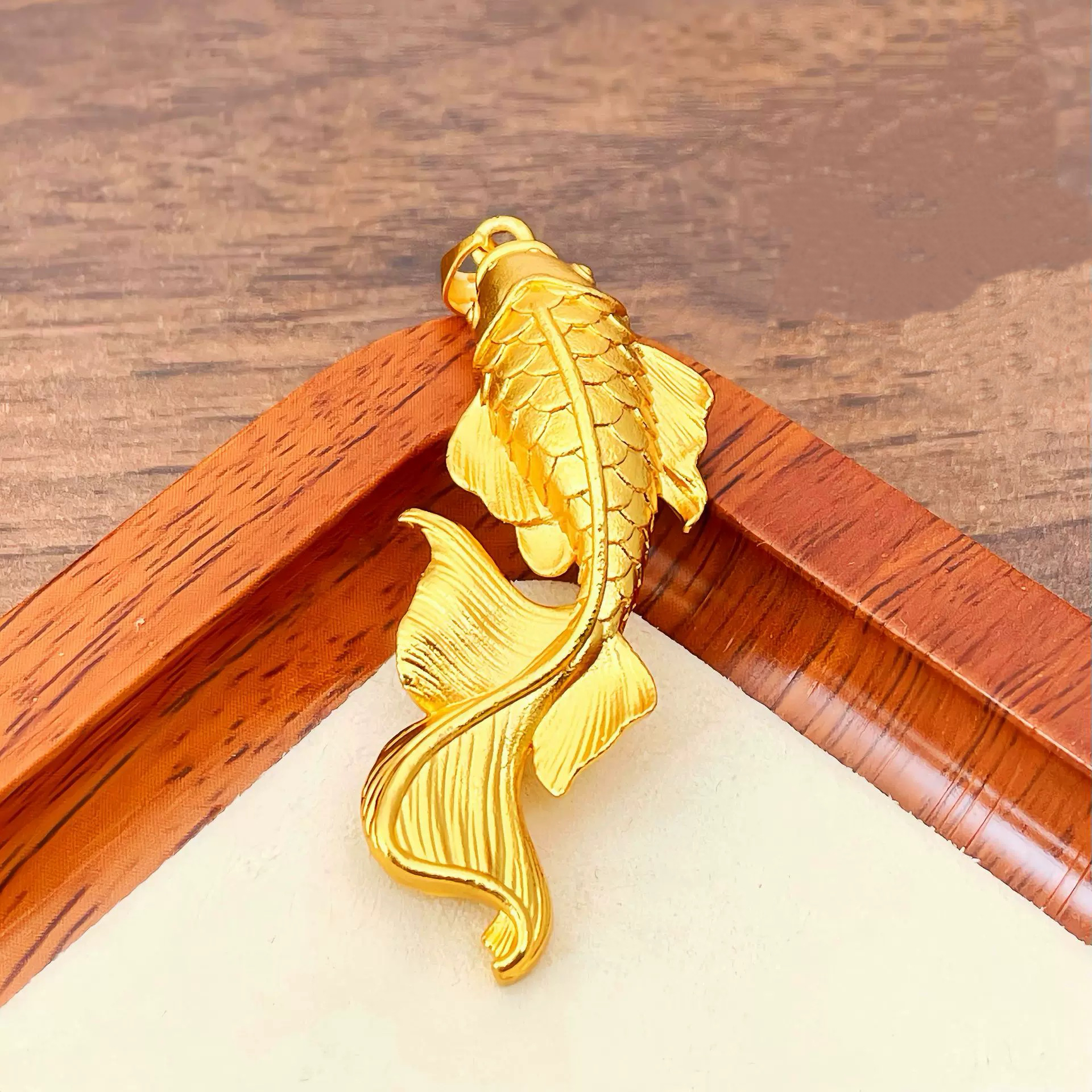 铜合金项链 【今喜专属】古法大鱼海棠金色锦鲤吊坠