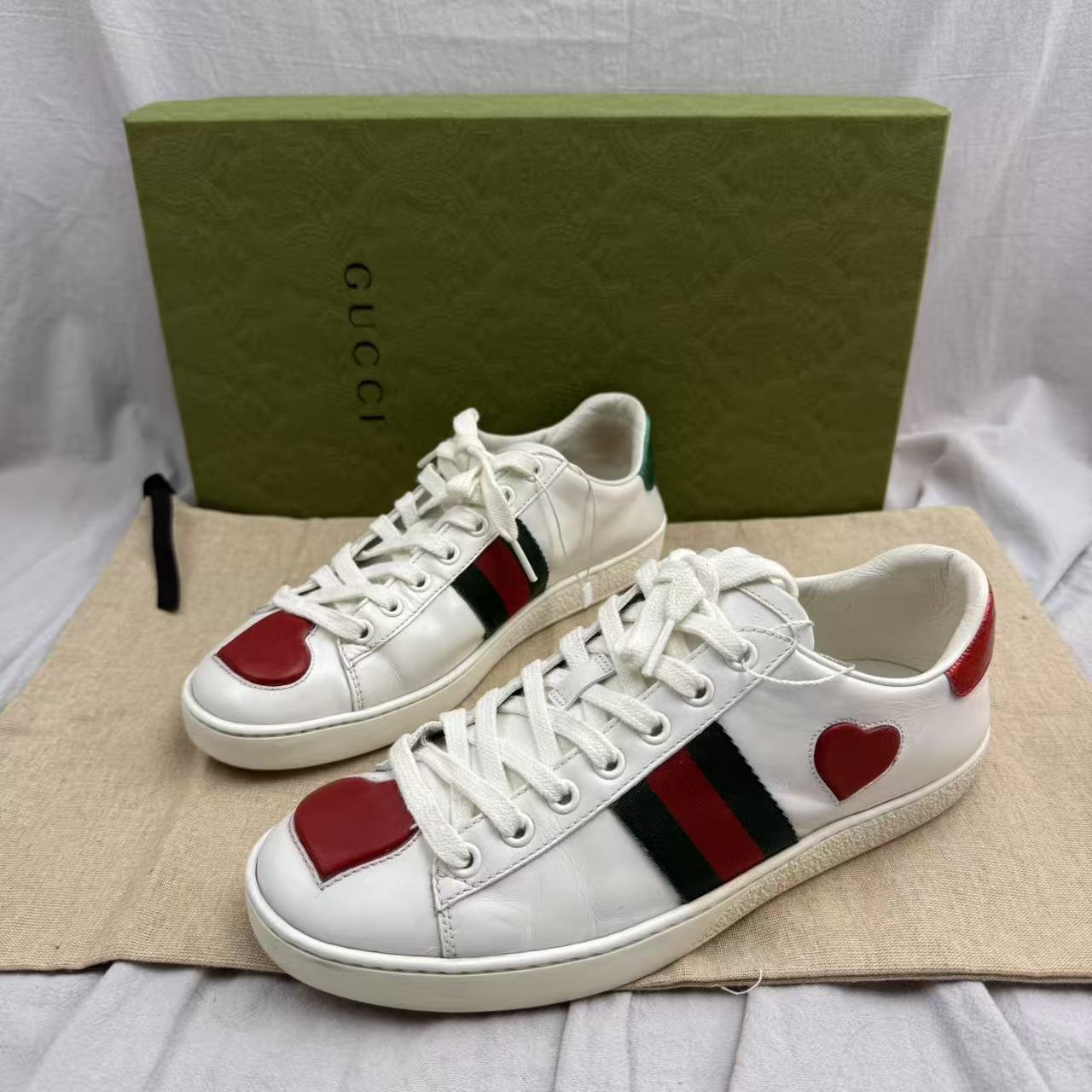 95新 GUCCI/古驰 37码/红绿尾情人节限定板鞋xxs1174