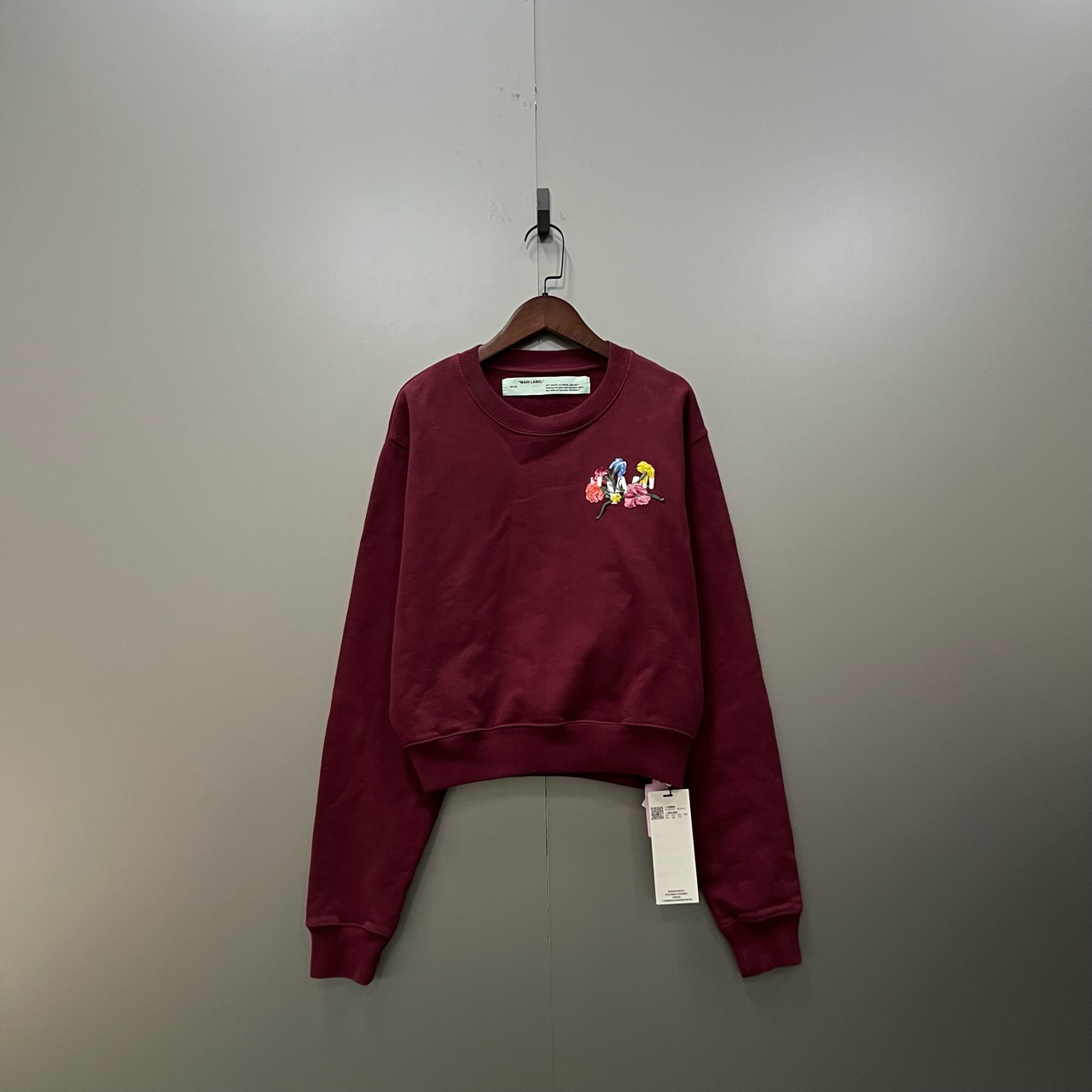 95新 OFF-WHITE （bb）125 花卉字母logo印花卫衣 XS码/2321