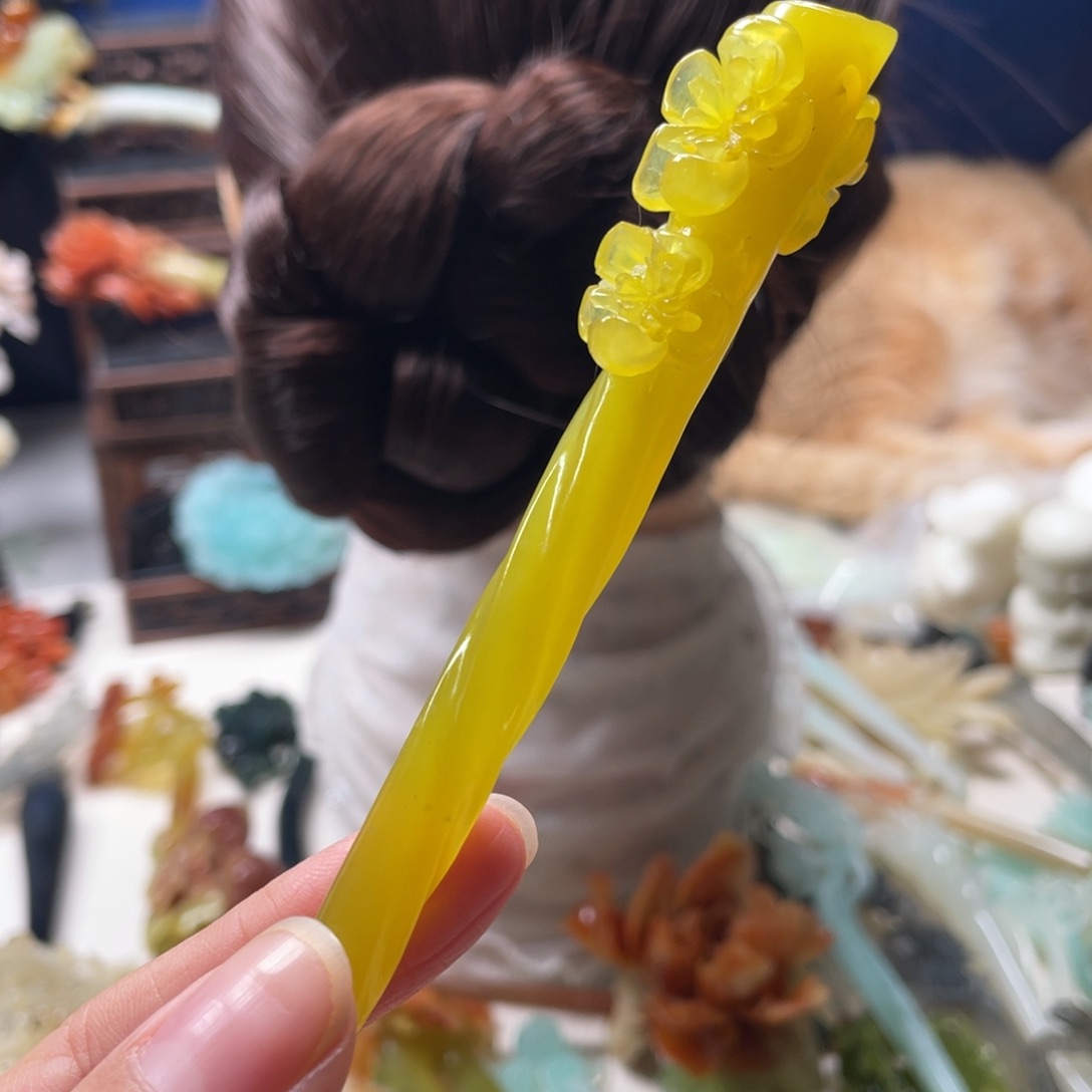 【闪购商品】未镶嵌岫玉发饰常*喜