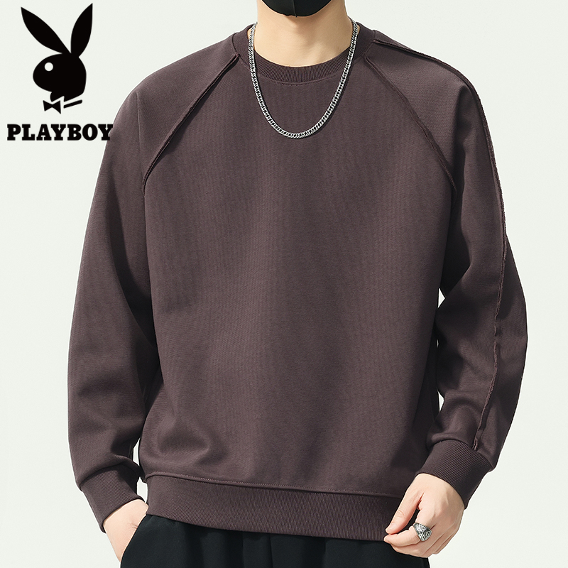 PLAYBOY/花花公子圆领卫衣男款秋季2025新款美式潮牌男重磅上衣