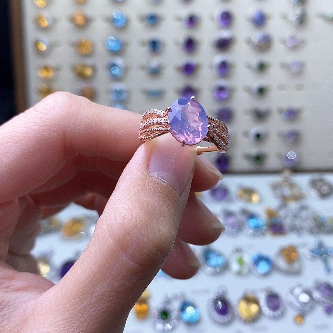 水晶戒指银S925镶嵌紫玉晶（需要证书备注¥