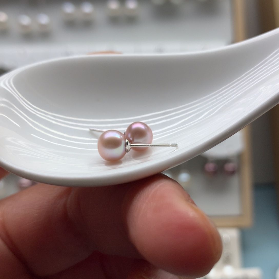 银S925镶嵌耳饰淡水珍珠