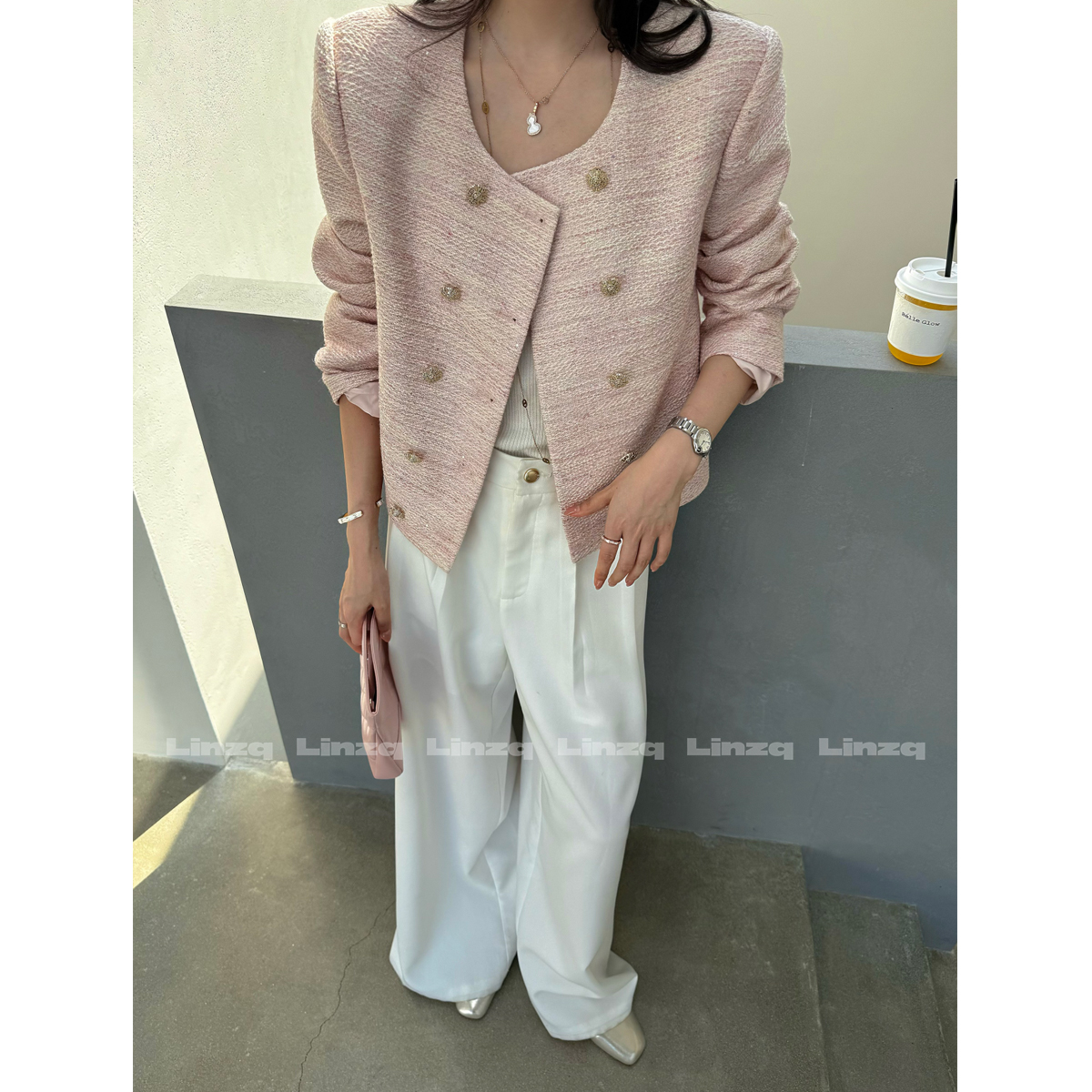 现货 林子秋 【白色神裤】阔腿直筒西装裤