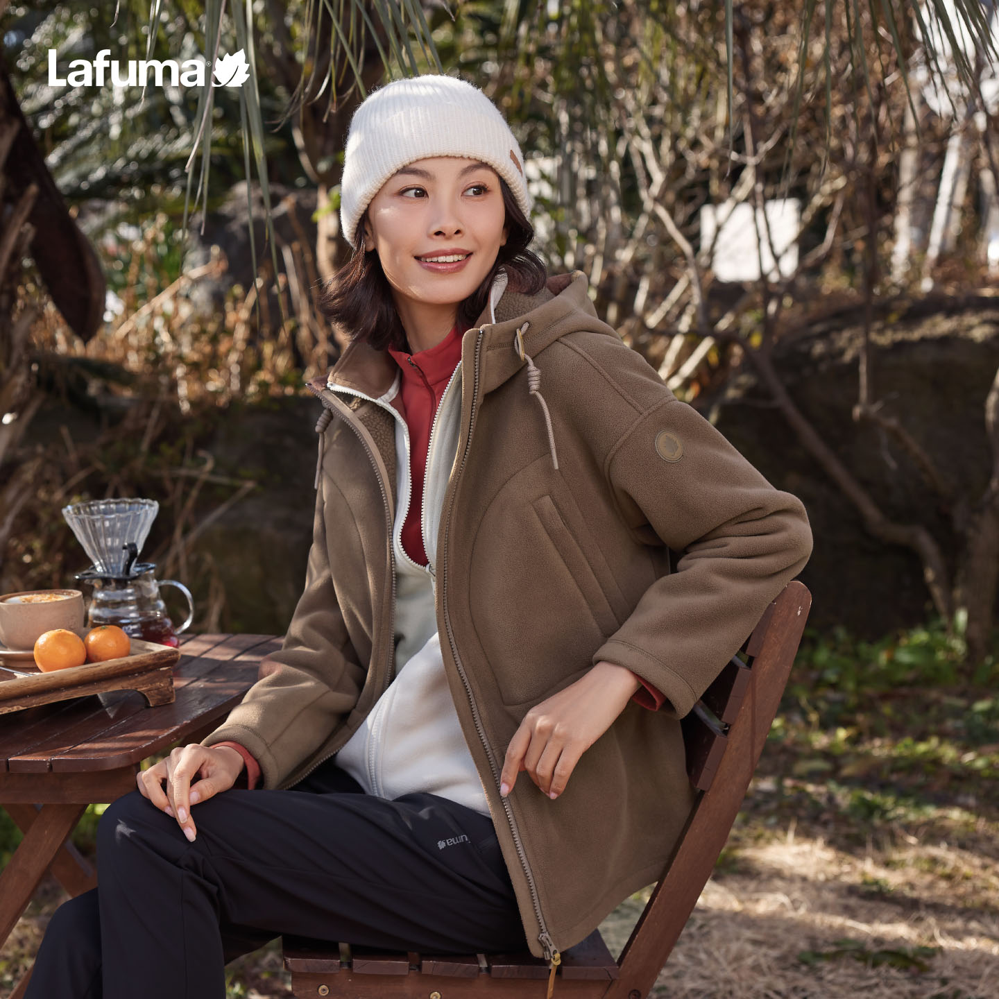 LAFUMA乐飞叶户外25秋冬连帽抓绒衣女保暖运动休闲外套LFJA5CR61