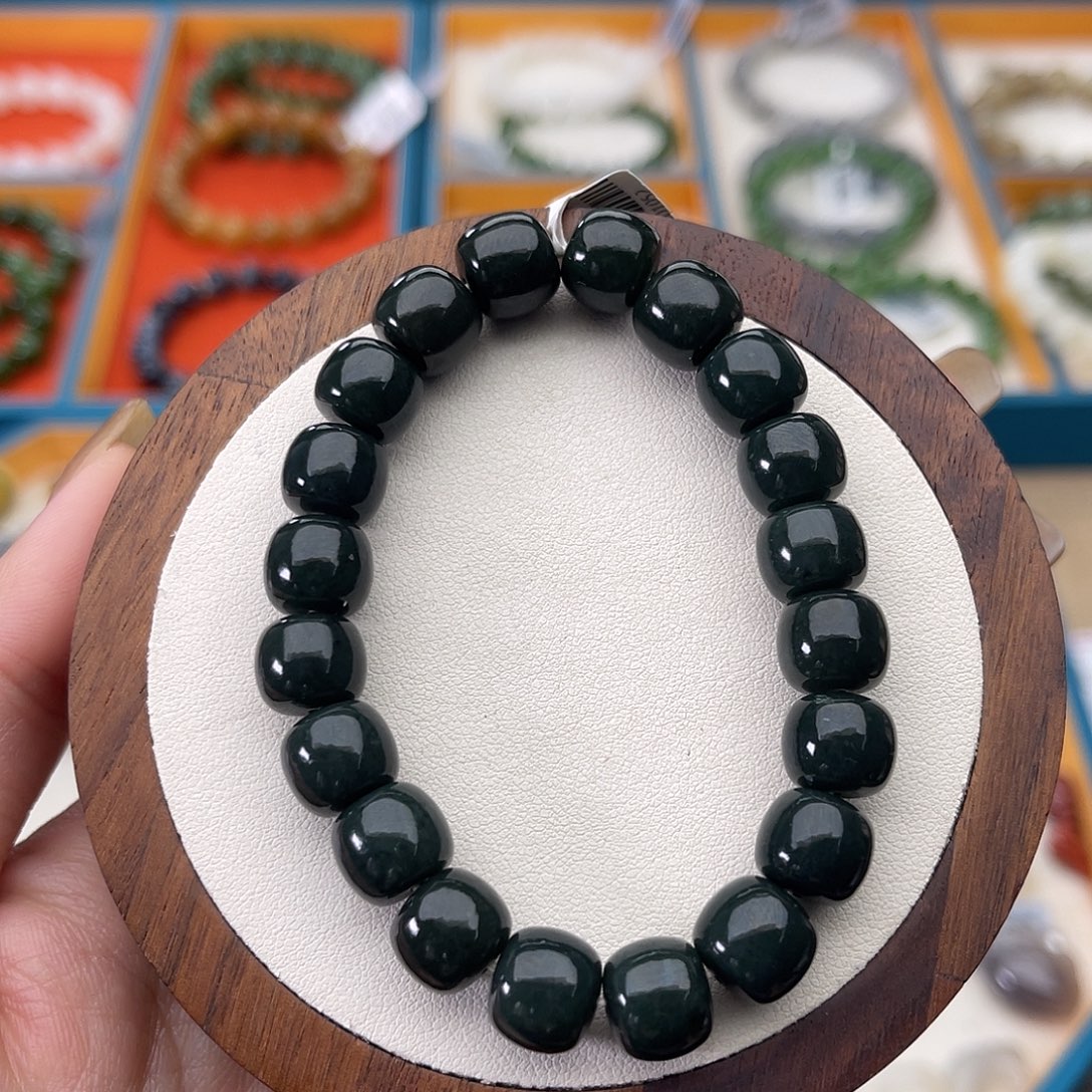 和田玉未镶嵌手串A5卡9×10