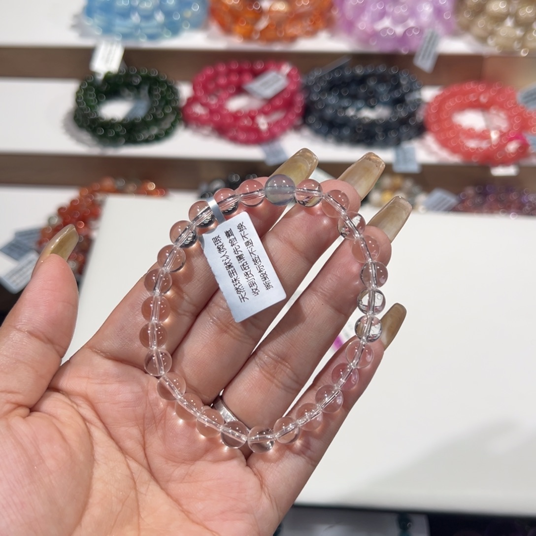 水晶未镶嵌手串白水晶海蓝宝Diy