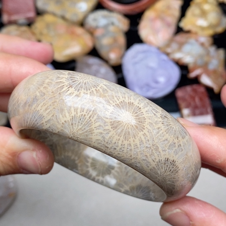 硅化珊瑚（珊瑚玉）手镯未镶嵌53,4