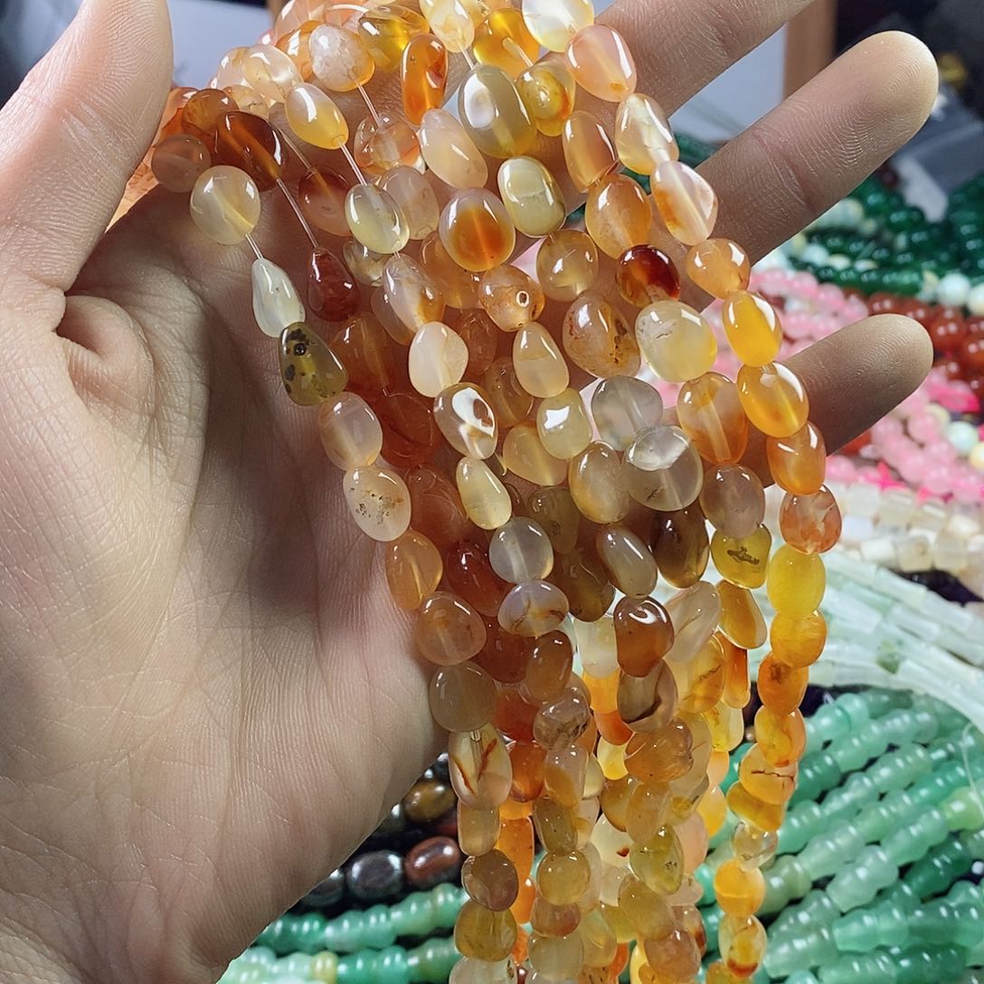 玛瑙/玉髓珠宝半成品合金一条天然玛瑙不规则