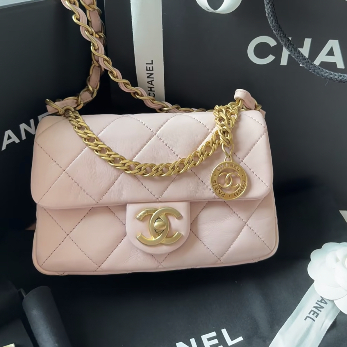 99新 Chanel/香奈儿 多多奢品/香奈儿23S金币款肉桂色大迷你/99新