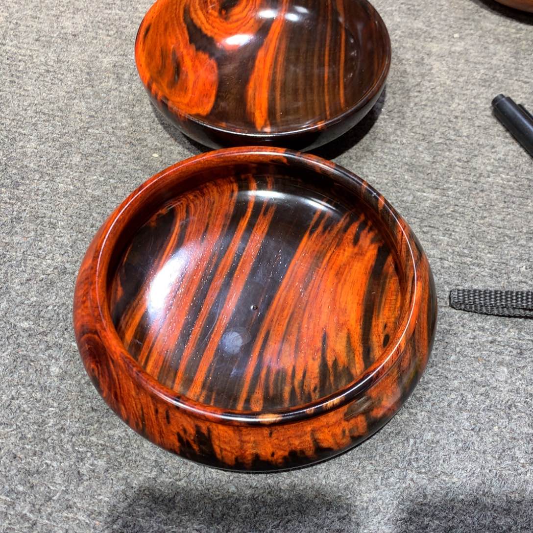 轮***回木大红酸枝2个笔洗