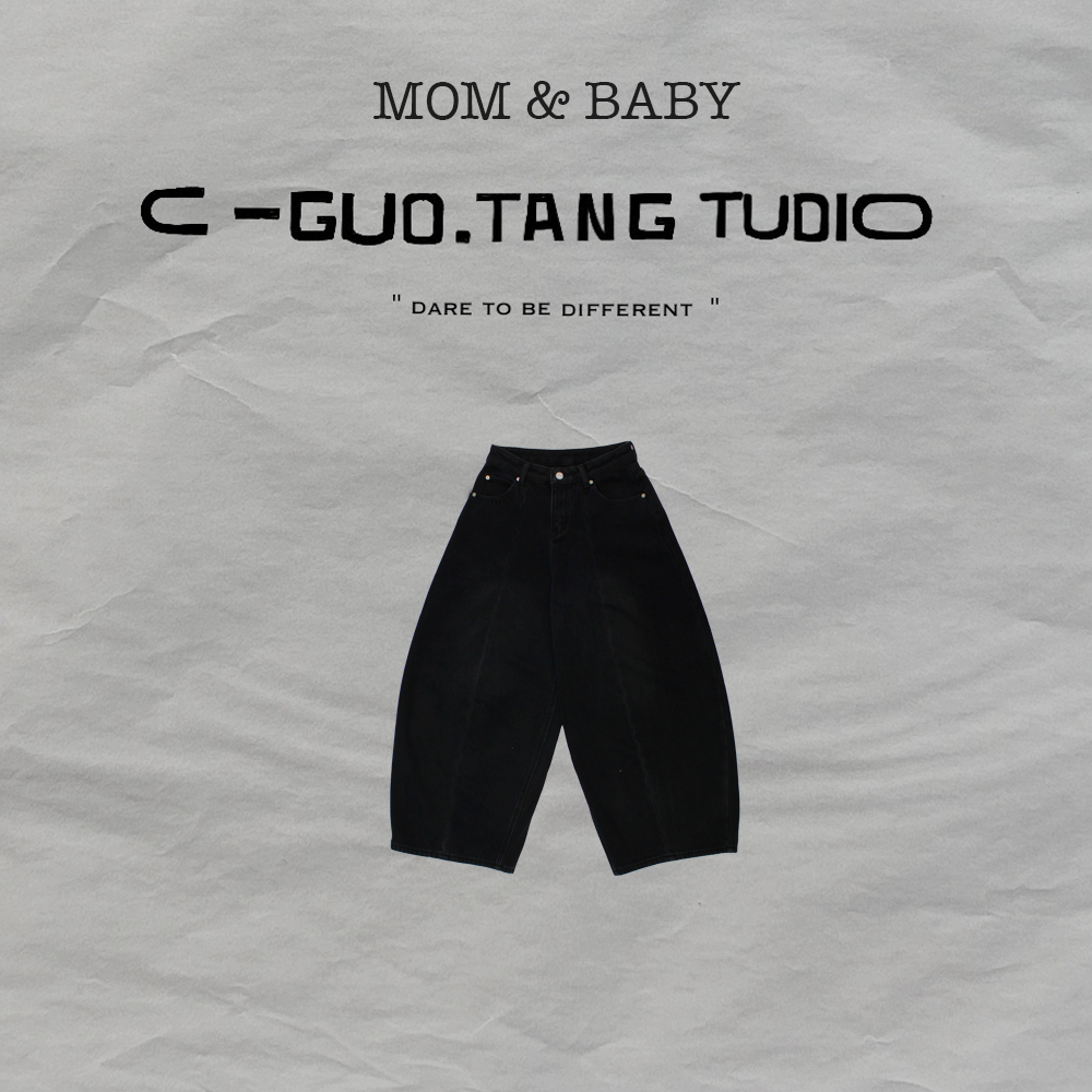 C-Guo.Tang Studio冬季肥版加绒洗水做旧百搭时髦高腰黑色牛仔裤