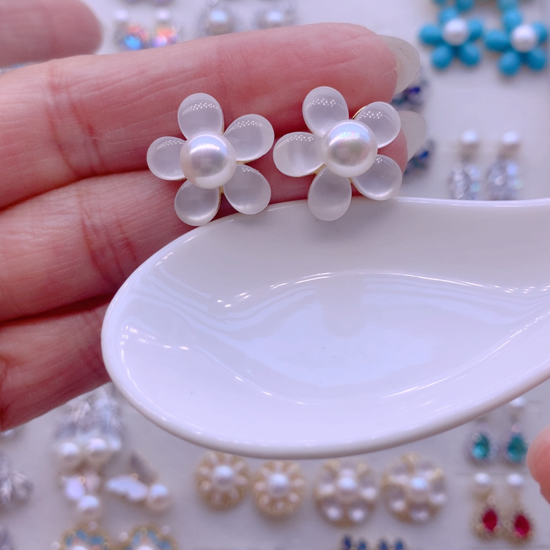 合金淡水珍珠耳饰