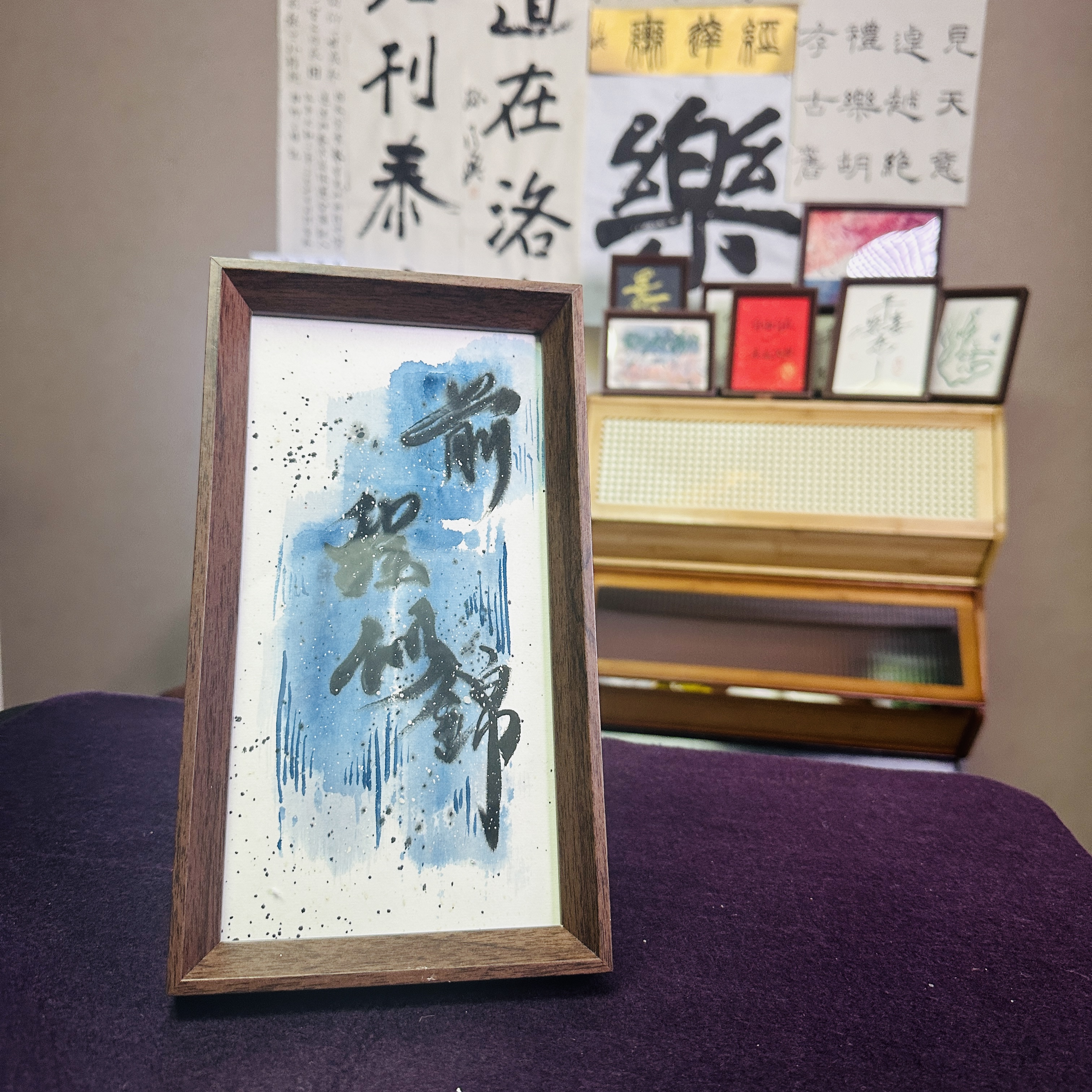 《前程似锦》长条手写手绘艺术摆件