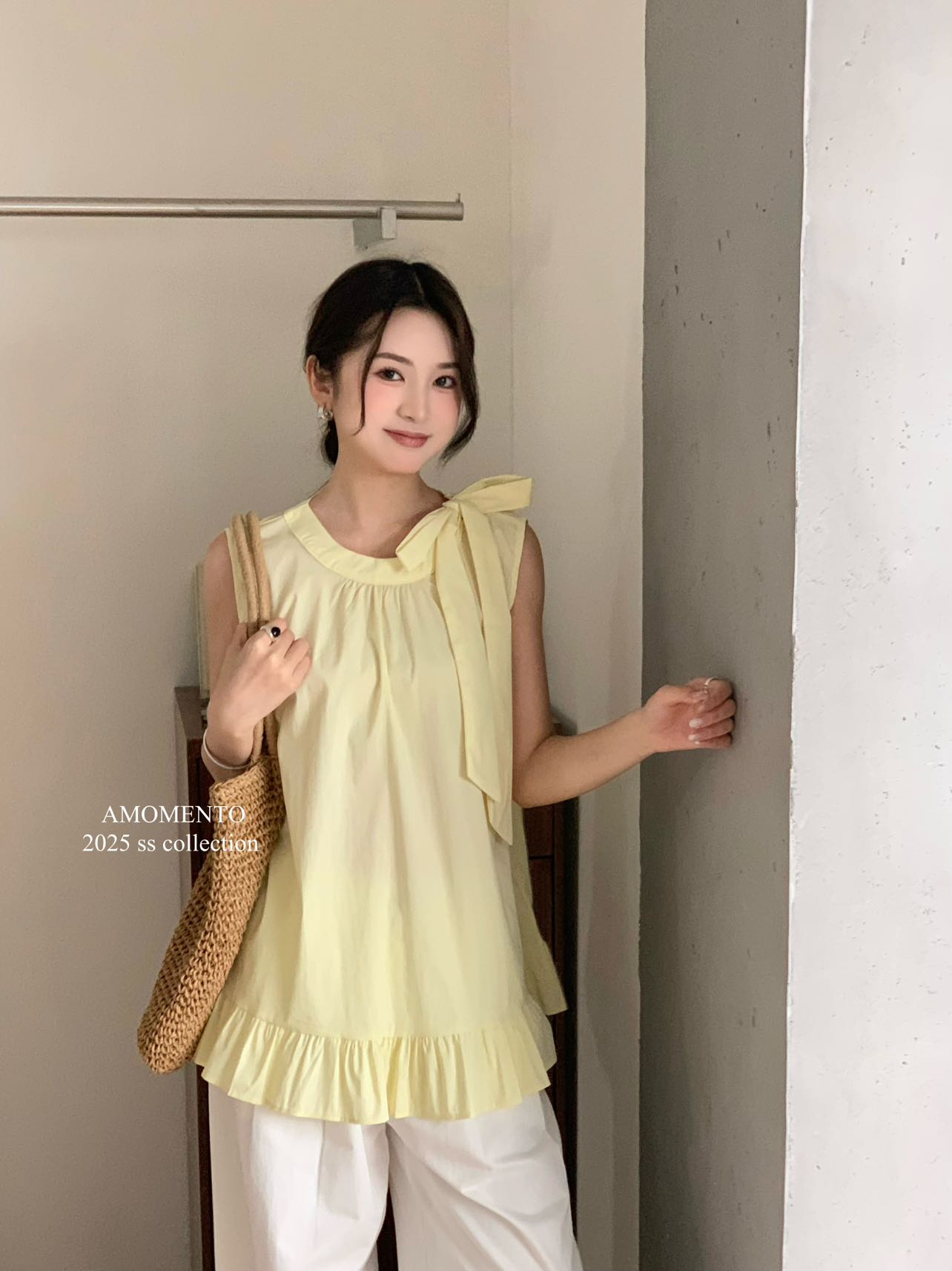 4806号#9851#韩系百搭侧绑带休闲无袖上衣D5-43